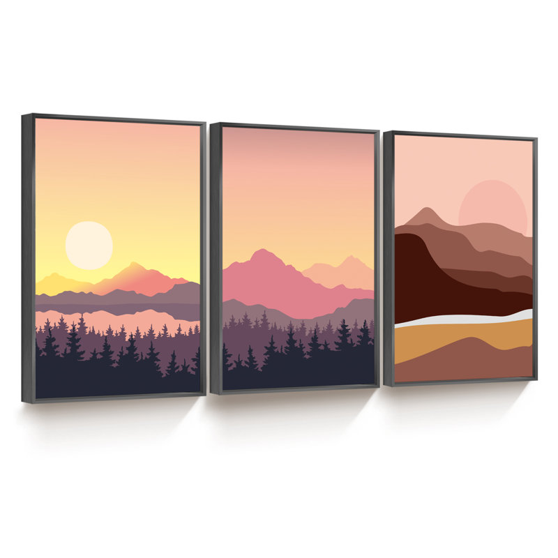 3 - Pieces, Black, 36" W x 16" H x 1.5" D