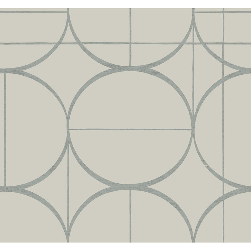 Geometric Metallic Wallpaper Roll, Gray