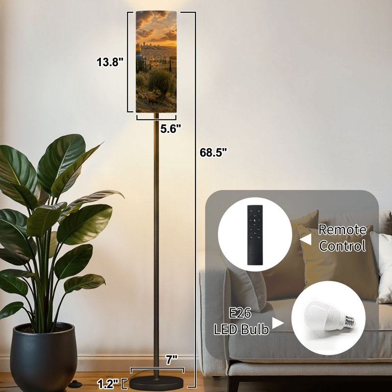 Lampe sur pied à fixation rapide à pied à fixation variable avec abat-jour abat-jour abat-jour à haut poteau pour installation dans la chambre à coucher