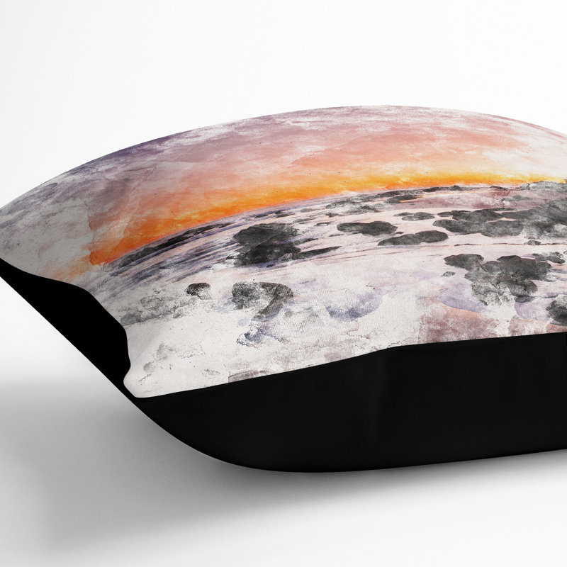 Abstract Square Throw Cushion, Black, 55cm H x 55cm W x 20cm D