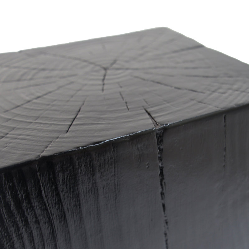Wood-Look Square-Column End Table for Indoor and Outdoor Use, 27.75" H x 14.5" W x 14.5" D, Black