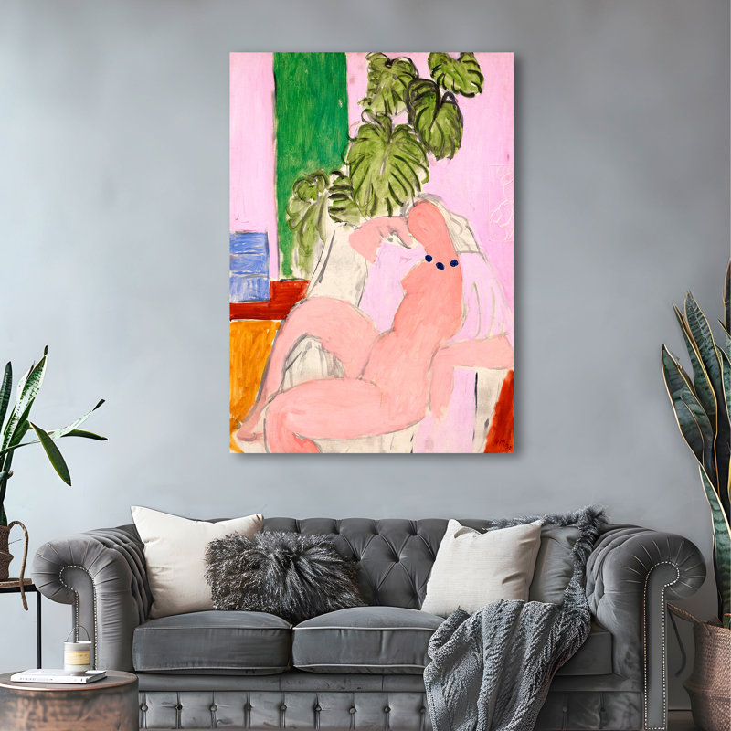 3HM7473 Nuden An Armchair With A Green Plant by Henri Matisse - Wrapped Canvas Print, 100 cm H x 70 cm W
