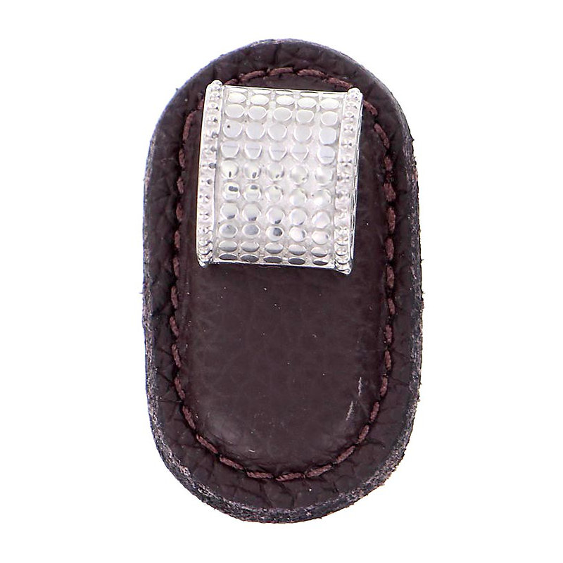 Tiziano Rectangular Knob, Polished Nickel, Brown