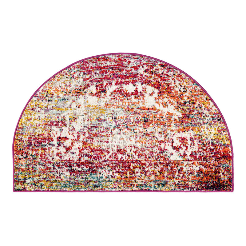 Tapis oriental multicolore Robinne, Demi-cercle 2 pi 7 po x 4 pi 1 po