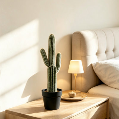 24.5"H Artificial Saguaro Cactus Faux Plant - Lifelike Textured Succulent, 8x5 Inch Overall Dimension - Tabletop Desert Decor for Indoor Home Bedroom Office