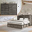 Grand lit escamotable Farmhouse avec station de charge et matelas pliable inclus, gris rustique-1199082629-1199082633