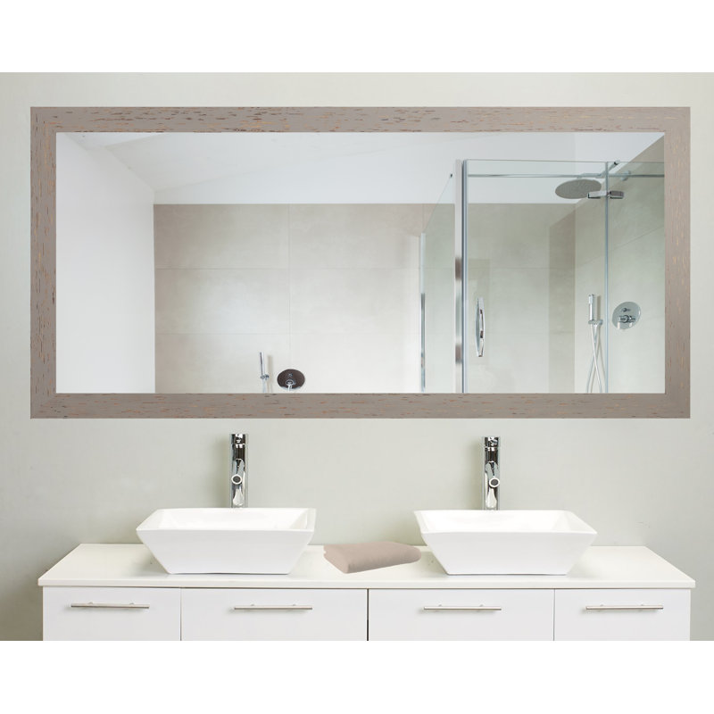 Miroir de salle de bain Hensel, 38,5 po x 77,5 po, Gris/rouge
