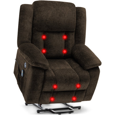 Irfana Chenille Power Lift Recliner Chair with Heat and Vibration USB Ports,Two Side Pockets -  Latitude RunÂ®, BAF4FF39720D48C8A6EF5A82763016D1