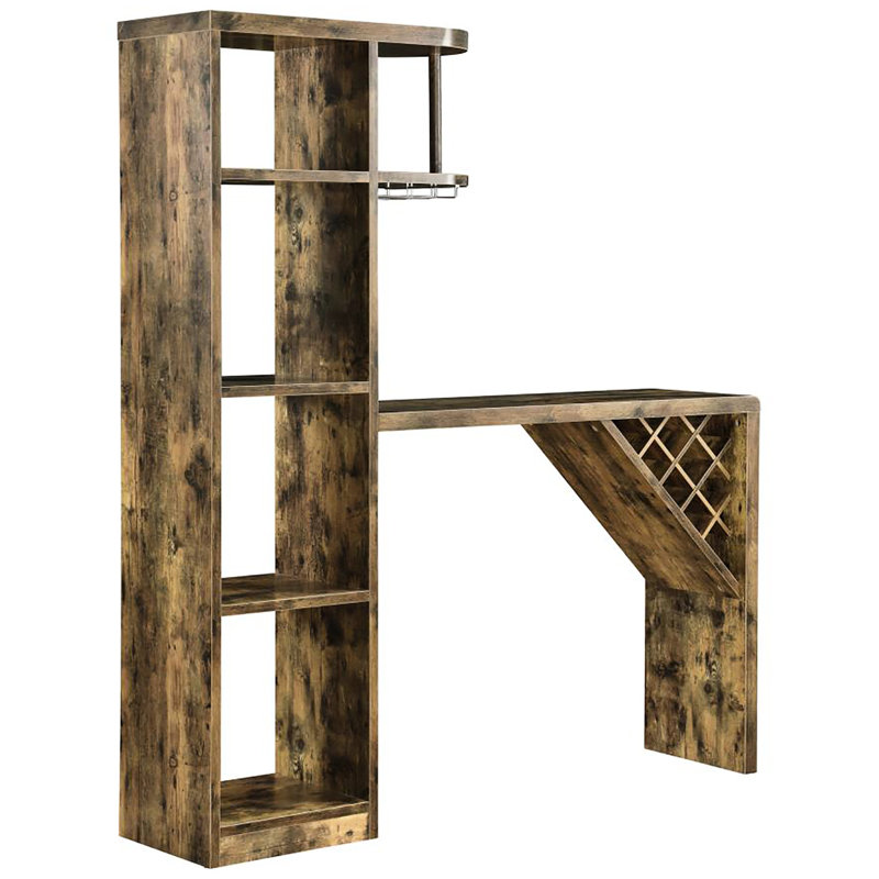 Wine Storage Bar In Antique Nutmeg - Rustic Look Dining With Shelf