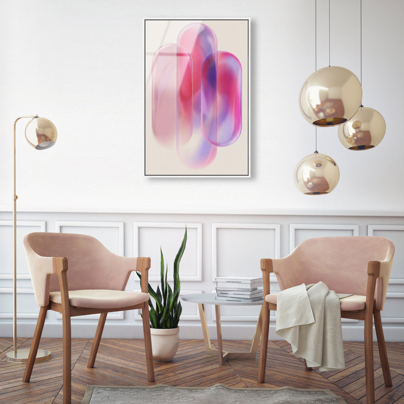 Pink Topaz Gradient Print by Oliver Gal, 37"H x 25"W, White Floater Frame