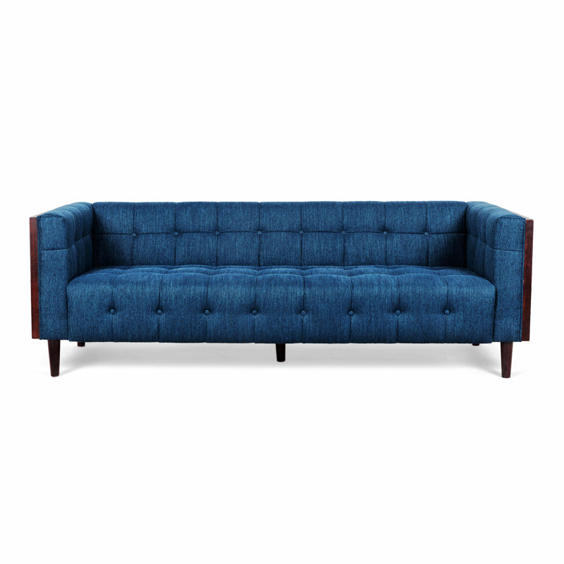Davidjoe 89.75" Square Arm Sofa, Accent Sofa, Navy Blue Fabric