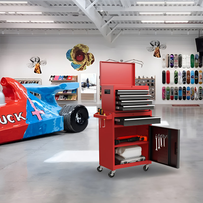 Tool Chest, 5-Drawer Rolling Tool Storage Cabinet, Red