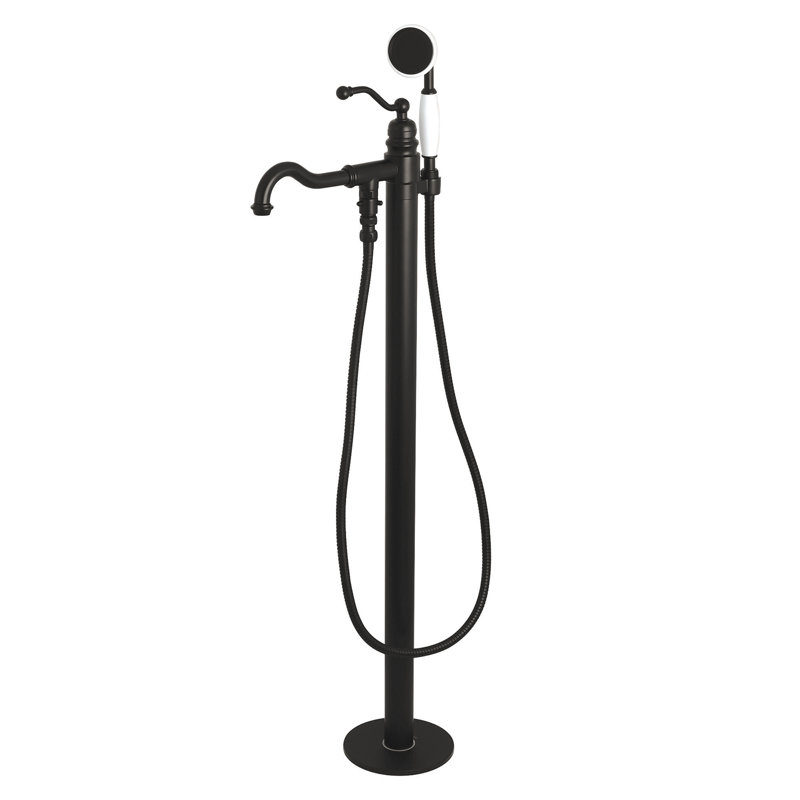 Kingston Brass English Country Single-Handle 1-Hole Freestanding Tub Faucet with Hand Shower, Matte Black