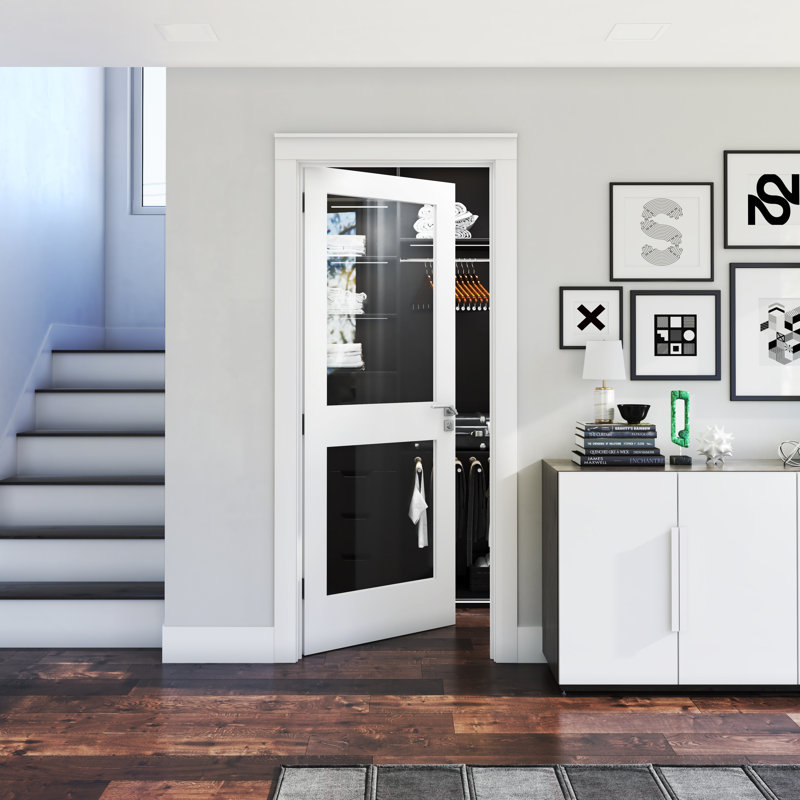 24'' x 80'' White Primed Pine 2-Panel Clear Glass Interior Door Slab