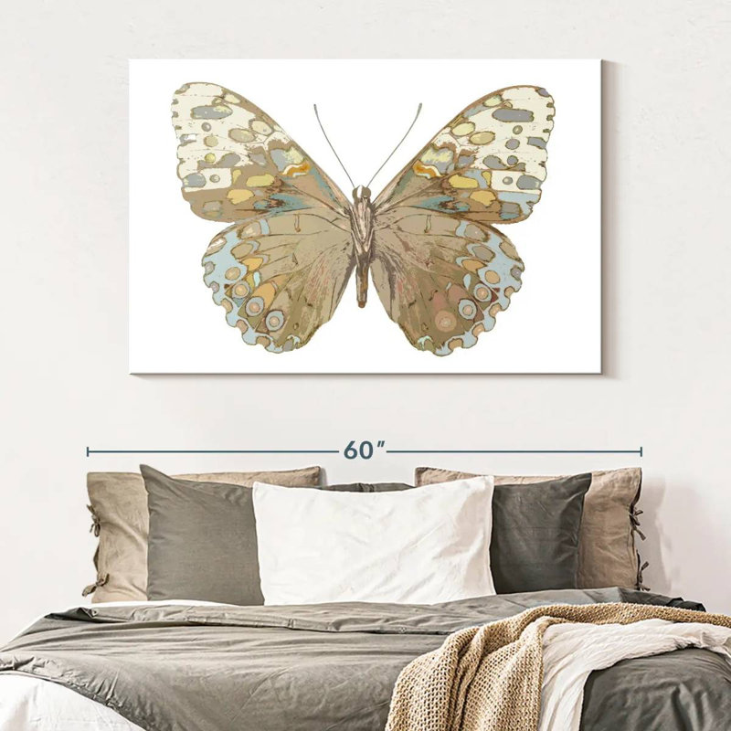 Papillon Brampt en taupe et bleu, H 34 po x l 51 po