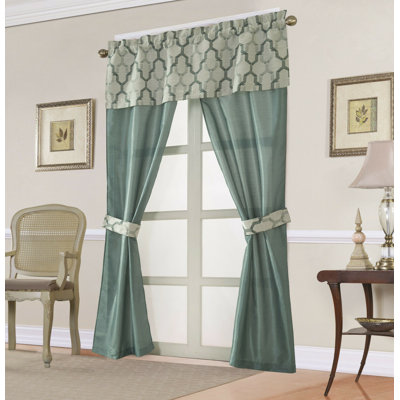 Ensemble de panneaux de rideaux semi-transparents avec passe-tringle géométrique Maumelle