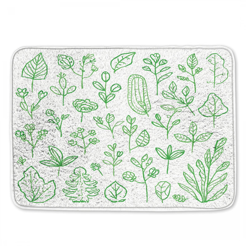 Tapis de bain Green Botanical Illustration, L 24 po x L 17 po
