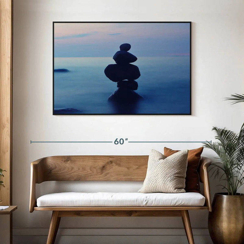 Harmonie zen, 46 po x 31 po, Cadre flottant noir