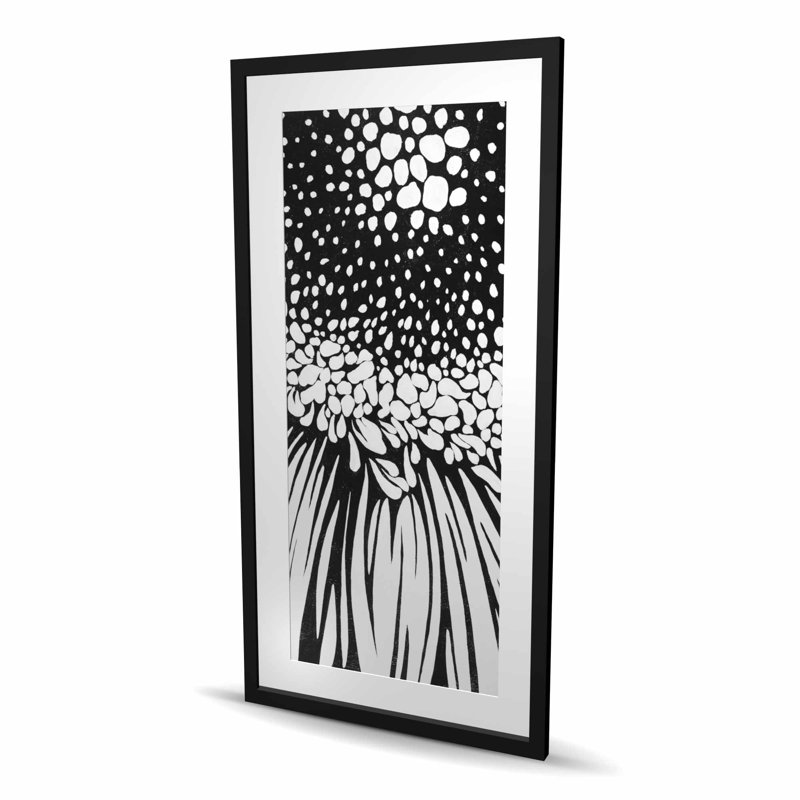 Gerbera imprimé de fleurs - blanc encadré noir et blanc