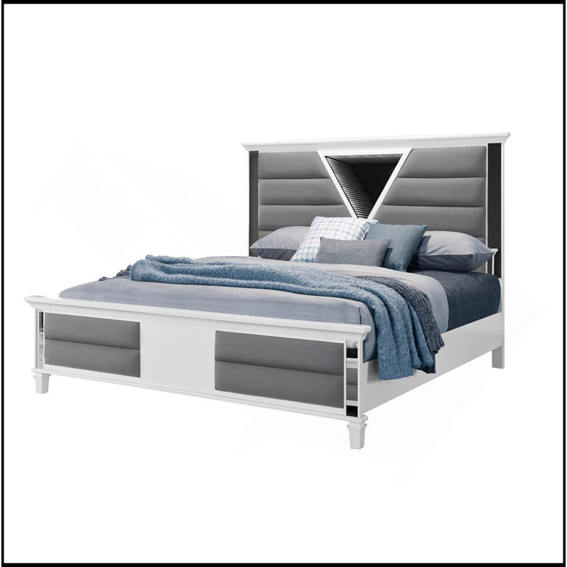 WHITE BED WITH LED, King