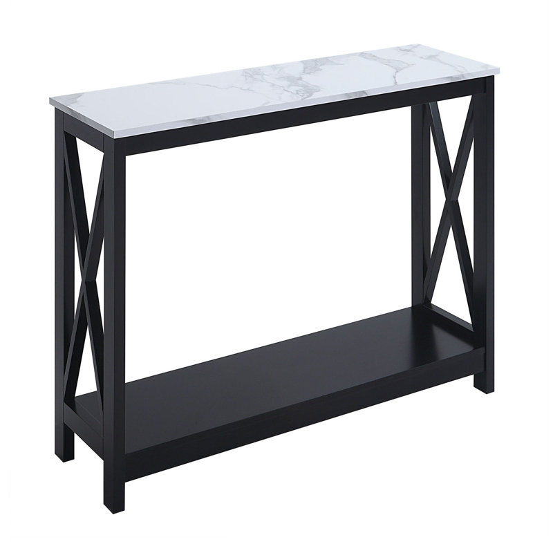 Console avec tablette Darek, Marbre blanc, H 31,5 po x l 39,5 po x P 11,75 po