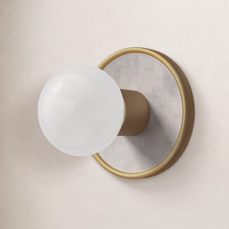 Rocha Dimmable Bath Sconce, Yes, White Alabaster/Natural Aged Brass