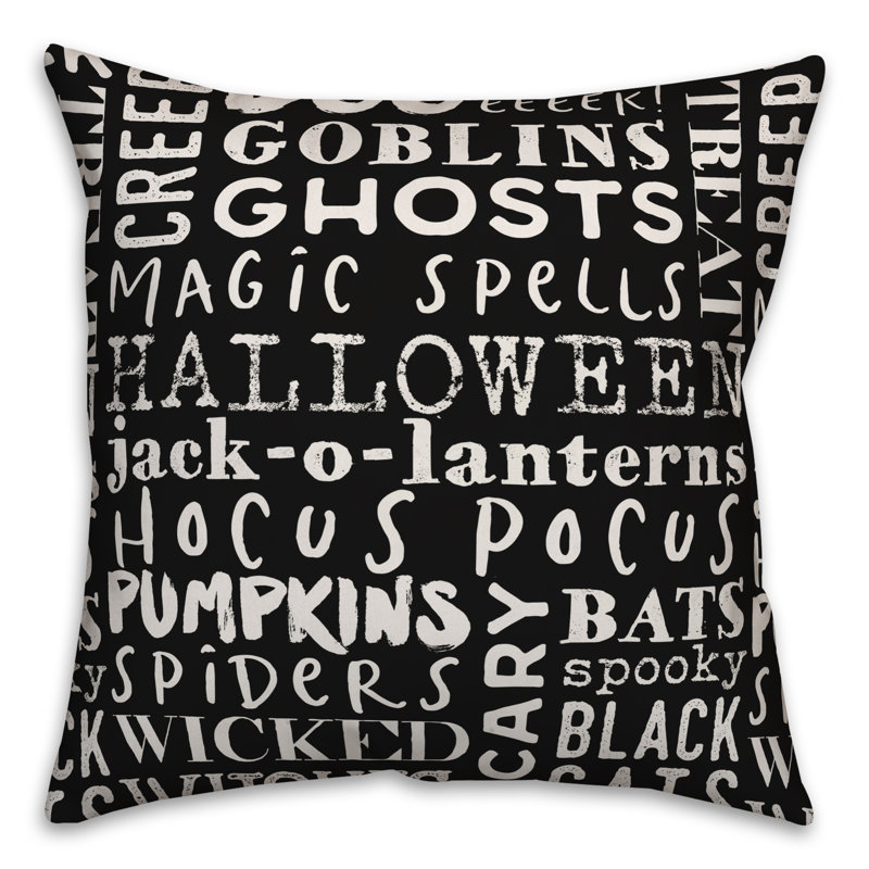  Housse de coussin Halloween, Noir, 18 po x 18 po, Polyester/ Bourre en polyester