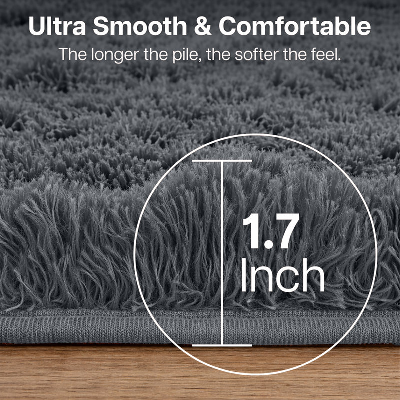 Aspire Homeware Charcoal Grey Shaggy Area Rug Soft Plush Indoor Carpet, Runner 60cm Width X 220cm Length