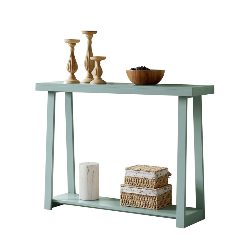 Console moderne en bois de 44 pouces avec étagère de rangement à 2 niveaux pour l'entrée ou le salon, table de canapé mince pour le couloir ou le canapé derrière - bleu glacier