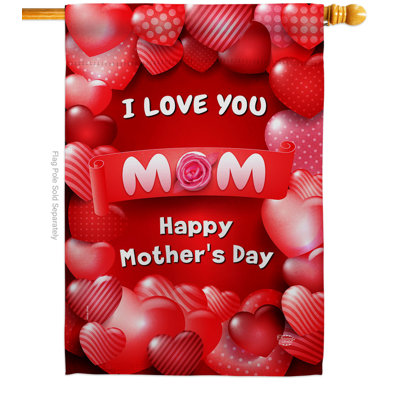 Double Sided 40'' H x 28'' W Polyester Mother's Day House Flag