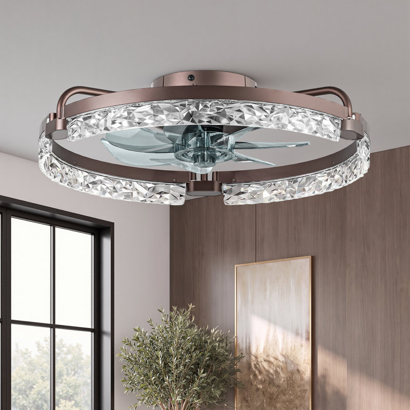 Ventilateur de plafond encastré sans lame 20 "avec lumière et télécommande, Brown