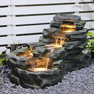 Dorien Hand Crafted Weather Resistant Floor Fountain with Light