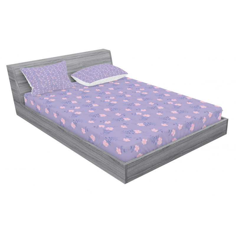Microfiber Floral Fitted Sheet, Queen Fitted Sheet with 2 Pillowcases, Tropical Floral