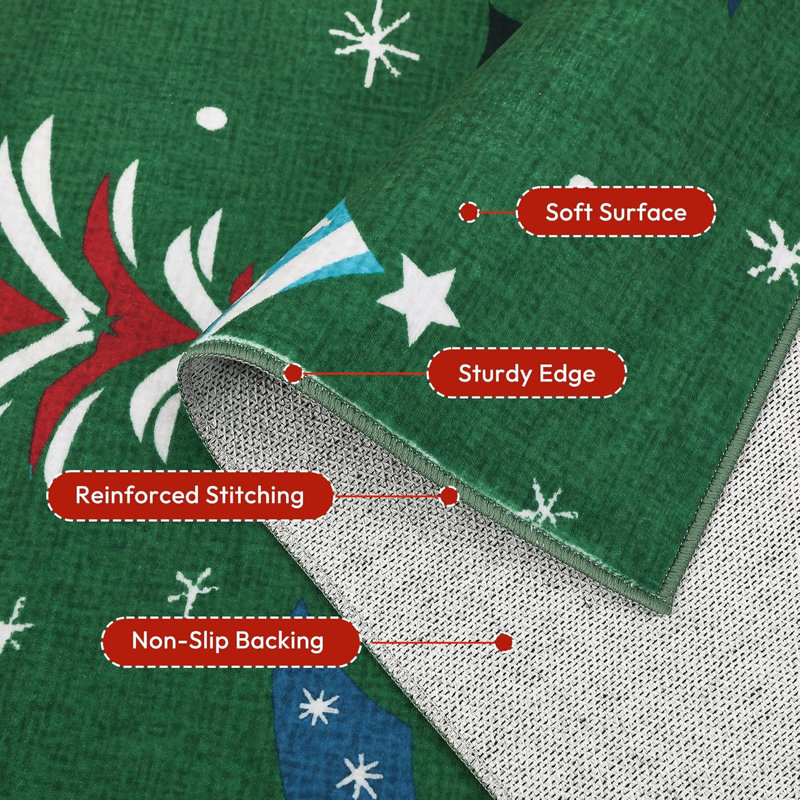 Tapis rouge, tapis de Noël lavable, tapis antidérapant doux pour la cuisine, le vestibule ou la chambre à coucher