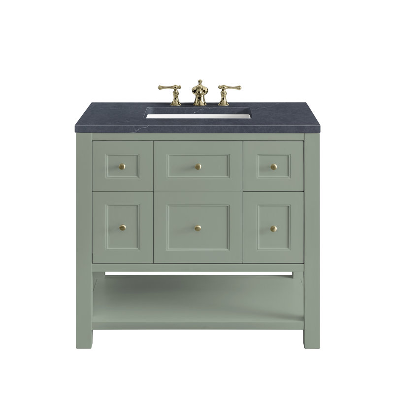 Breckenridge 36'' W Single Vanity, Charcoal Soapstone, Smokey Celadon, 8" Widespread