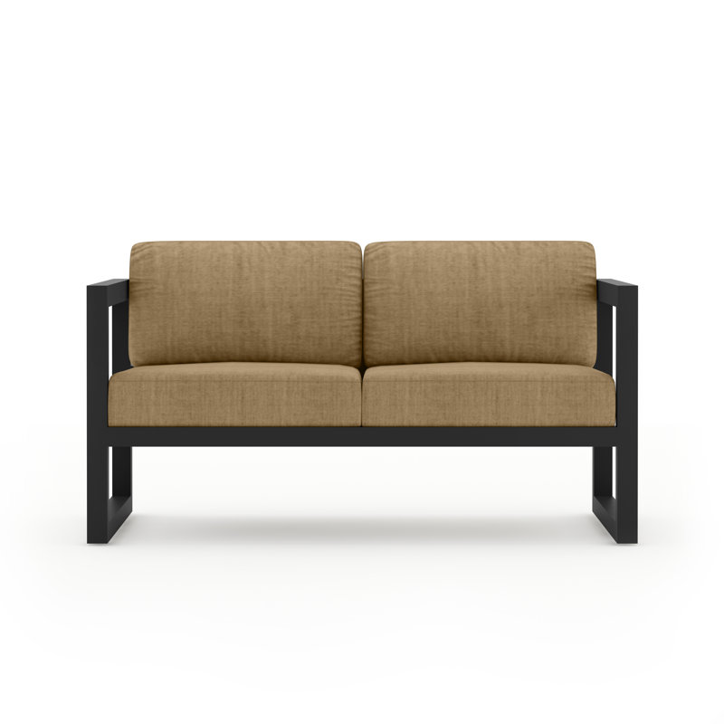 Avion 3 Piece Loveseat Set, Canvas Charcoal Sunbrella® Canvas, Black