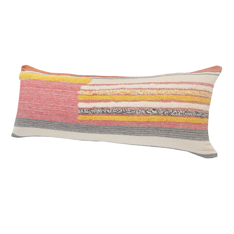 Coussin lombaire très grand à rayures et à rayures 100% coton moderne, Housse de coussin seulement - sans coussin