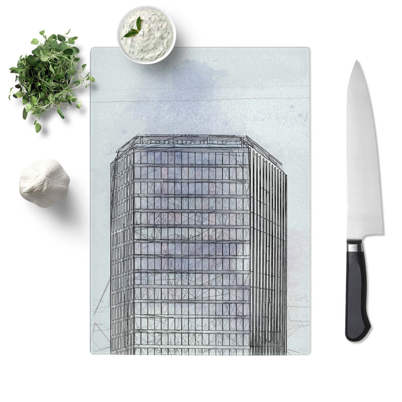 Tempered Glass Sketching the Architecture Vol.7 Chopping Board, 28.5 cm x 39 cm