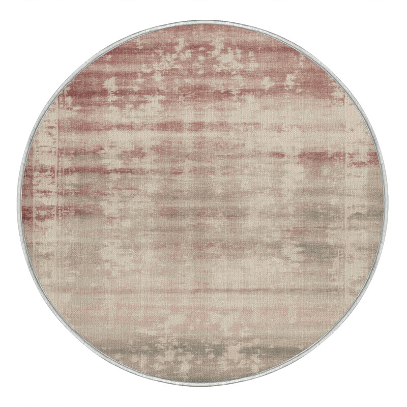 Machine Washable Overdyed Beige Area Rug, Round 7'