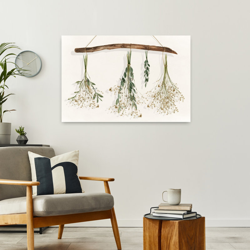 Art floral contemporain délicat, H 24 po x l 36 po