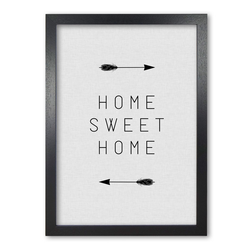 Home Sweet Home Arrow - Print, 60 cm H x 42 cm W x 5 cm D, Black Grain Frame
