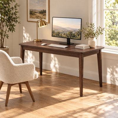 Brekvin 63'' Solid Wood Writing Desk for Small Spaces