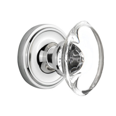 Classic Rosette with Oval Clear Crystal Door Knob