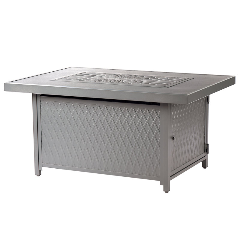 Georgeanna Rectangle Aluminum Propane Smokeless Fire Pit Table with Hidden Fuel Tank, Gray