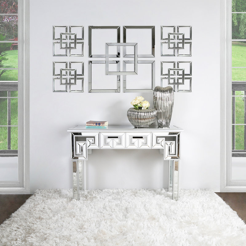 Abstract Wall Decor, White/Silver