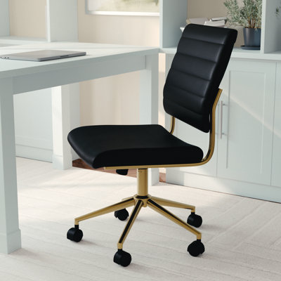 Hargrove Martha Stewart Ribbed Upholstered Armless Swivel Home Office Chair by Martha Stewart