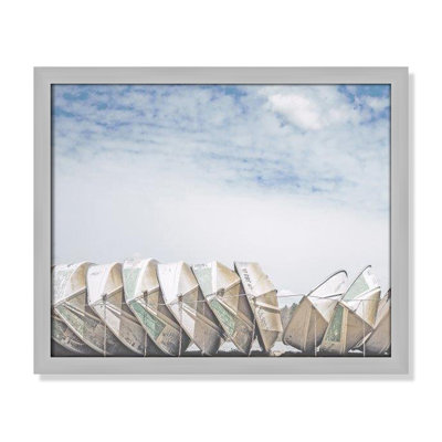 Wooden Boats Framed On Paper by Leah Straatsma Print