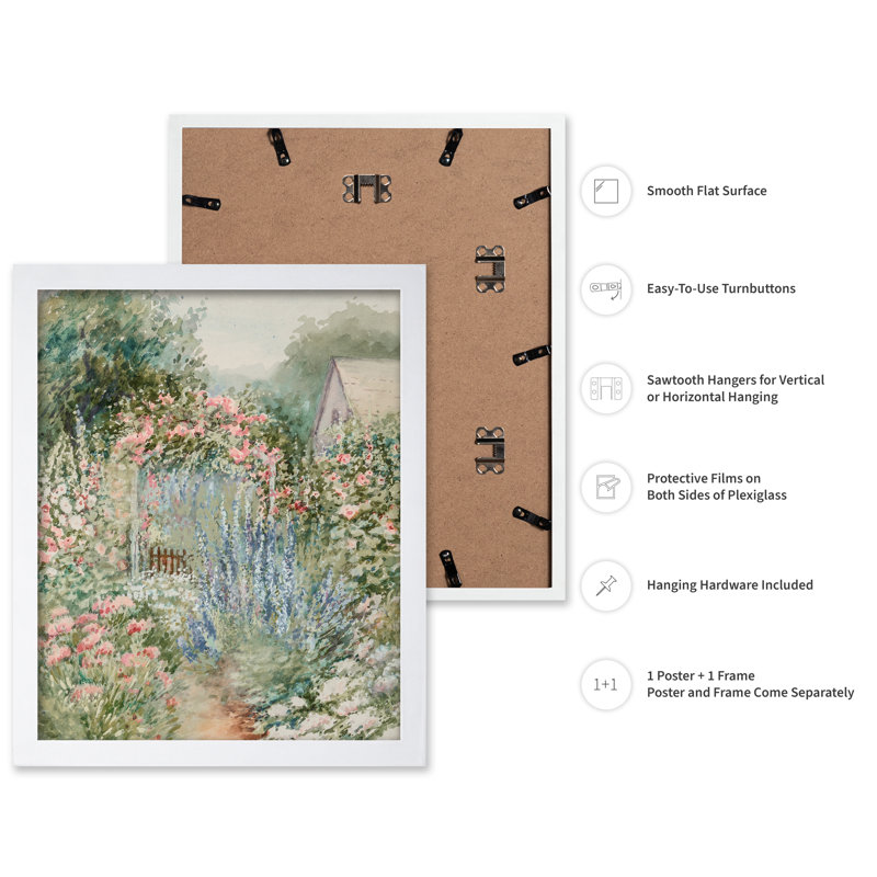 Jardin d'été, Affiche, H 18 po x l 24 po, Encadrement blanc