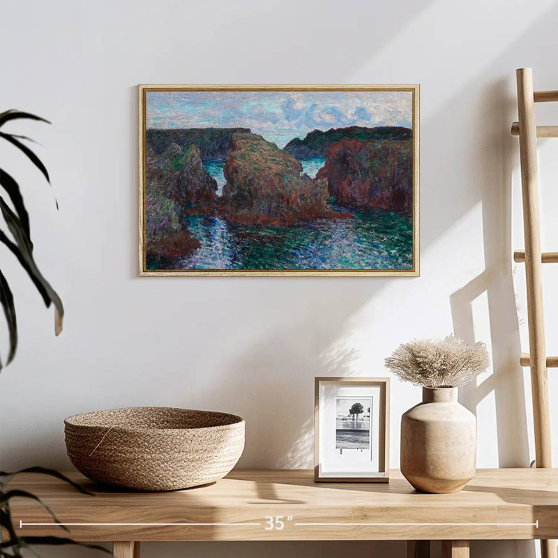 Rochers de Belle-Île à Port-Goulphar, 1886, 19 po x 13 po, Cadre flottant en bois naturel