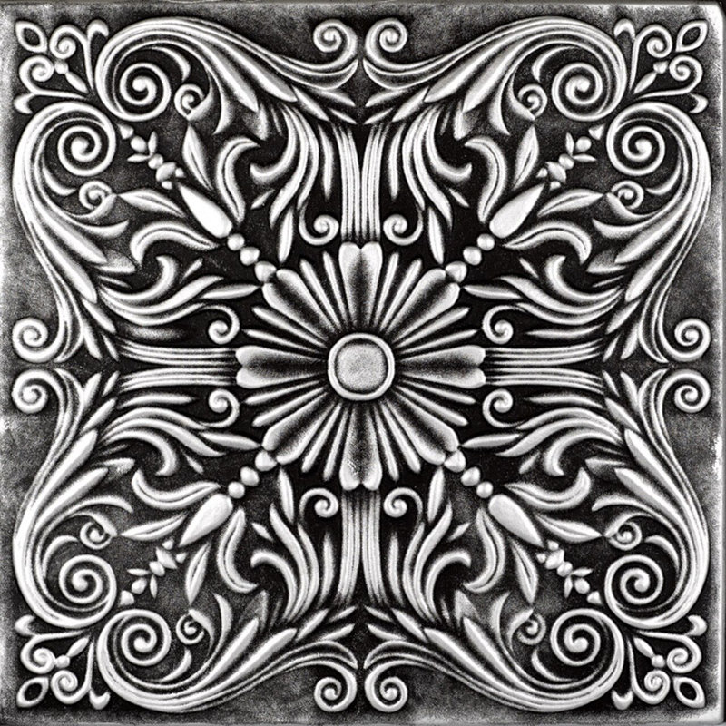 Tuile de plafond en polystyrène espagnol 1,6 pi x 1,6 pi, Noir argent